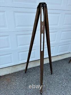 Vtg. Warren-Knight Instruments Sight Level Transit Tripod Fixed Wooden Leg Mount