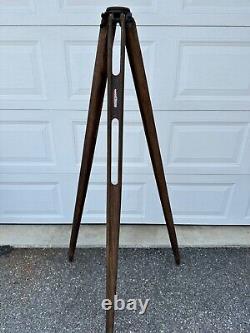 Vtg. Warren-Knight Instruments Sight Level Transit Tripod Fixed Wooden Leg Mount