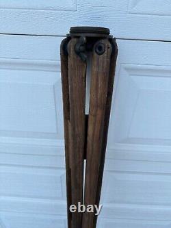 Vtg. Warren-Knight Instruments Sight Level Transit Tripod Fixed Wooden Leg Mount