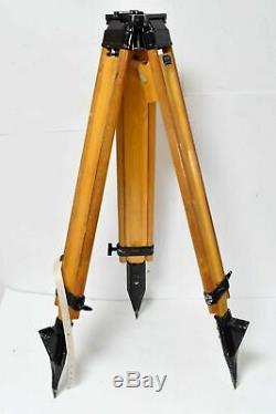 Vtg Wooden Tripod Adjustable Transit Stand Theodolite Level Lamp Camera Stand