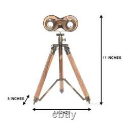Wood/Brass Binocular On Stand Vintage Binocular With Annealed Bright Finish