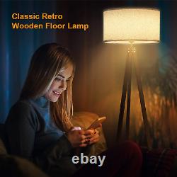 Wood Floor Lamp Tripod, Mid Century Lamps for Living Room, Modern Design Standin