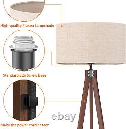 Wood Floor Lamp Tripod, Mid Century Lamps for Living Room, Modern Design Standin