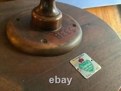 Wood Imperial USA Tripod Side end Plantstand Table Vtg antique leather top