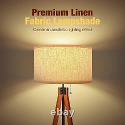 Wood Tripod Floor Lamp Mid Century Tall Standing Lamps for Living Room Modern
