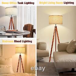 Wood Tripod Floor Lamp Mid Century Tall Standing Lamps for Living Room Modern