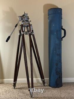 Wood Tripod Movie Camera Equipment Company NY Vintage With Original Case