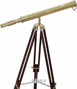 Wooden Adjustable Tripod Stand New Designer 39 inch Hand-Made Brass Telescope