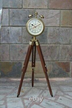Wooden Clock Grandfather Style Floor Clock Vintage Folding Tripod Home /Office