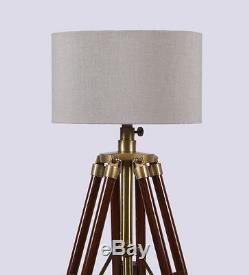 Wooden Tripod Floor Lamp Spot Light Vintage Industrial Metal Lighting