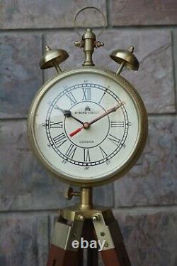 Wooden Tripod Floor Stand Clock Nautical Gift Vintage Maritime Clock Decorative
