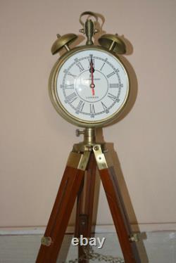 Wooden Tripod Floor Stand Clock Nautical Gift Vintage Maritime Clock Decorative