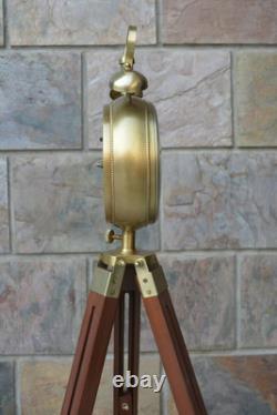 Wooden Tripod Floor Stand Clock Nautical Gift Vintage Maritime Clock Decorative
