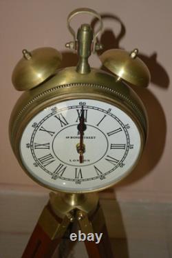 Wooden Tripod Floor Stand Clock Nautical Gift Vintage Maritime Clock Decorative