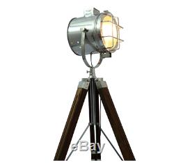 Wooden Vintage Hollywood Nautical Lamp Search Spot Light Tripod Spotlight New