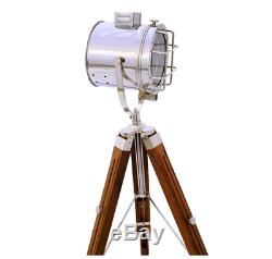 Wooden Vintage Hollywood Nautical Lamp Search Spot Light Tripod Spotlight New