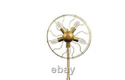 Wooden tripod Fan shape 5 bulb adjustable standing Floor Lamp Vintage