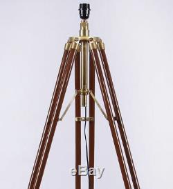 Wooden tripod vintage looks lighting stand floor lamp light without shade