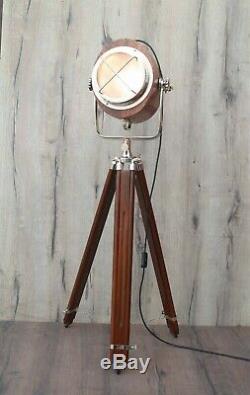 X Grill Wooden Design Vintage Industrial Tripod Floor Lamp