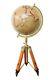 12 Authentique Globe Terrestre Nautique Vintage En Laiton Avec Trépied En Bois - Décoration De Bureau
