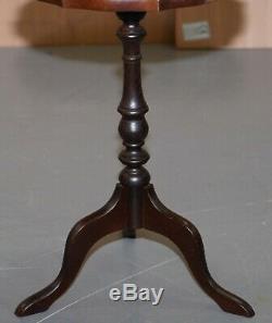 1 De 2 Bevan Funell Vert Lampe En Cuir Vintage Mahogany Trépied Tables End Side
