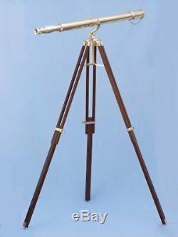 39 Laiton Lunette Astronomique Vintage D'or Fini Avec Plancher Brun Permanent Trépied