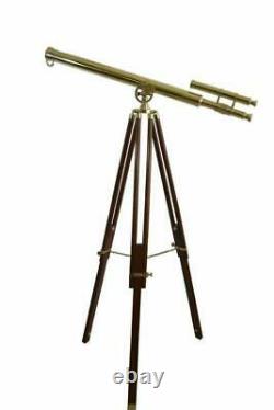 39 Pouces Telescope Nautical Laiton En Bois Trépied / Stand Antique Spyglass Vintage