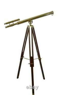 39 Pouces Telescope Nautical Laiton En Bois Trépied / Stand Antique Spyglass Vintage