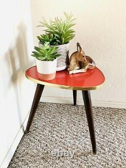50s MID Century Plant Stand Table Tripod Side End Table Vintage Atomic Rouge