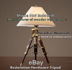American Vintage Style Tripod Lampe De Table En Restauration Brown Antique