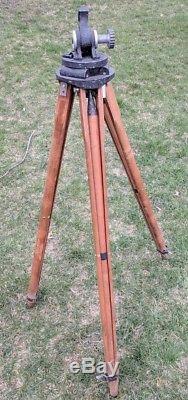 Antique Camar Scout Surveyors Trépied En Bois Rare Antique