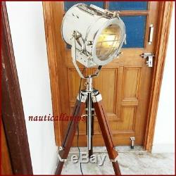 Antique Vintage Milieu Du Siècle Recherche Lampe Ombre Bois Trépied Lampadaire