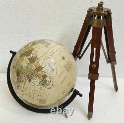 Antique Vintage Table Stand World Globe Ornement Sur Le Cadeau De Décoration De Trépied En Bois