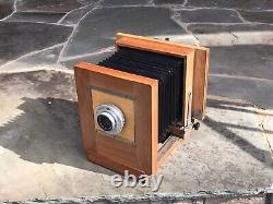 Appareil photo de portrait en bois coulissant Vintage 5x7 / 3¼ X 4¼ utilisé pour les photos scolaires