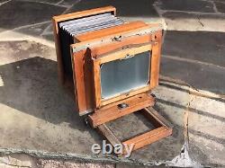 Appareil photo de portrait en bois coulissant Vintage 5x7 / 3¼ X 4¼ utilisé pour les photos scolaires