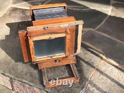 Appareil photo de portrait en bois coulissant Vintage 5x7 / 3¼ X 4¼ utilisé pour les photos scolaires