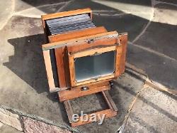 Appareil photo de portrait en bois coulissant Vintage 5x7 / 3¼ X 4¼ utilisé pour les photos scolaires