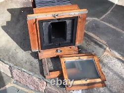Appareil photo de portrait en bois coulissant Vintage 5x7 / 3¼ X 4¼ utilisé pour les photos scolaires