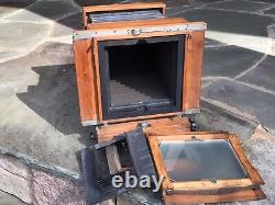 Appareil photo de portrait en bois coulissant Vintage 5x7 / 3¼ X 4¼ utilisé pour les photos scolaires