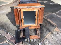 Appareil photo de portrait en bois coulissant Vintage 5x7 / 3¼ X 4¼ utilisé pour les photos scolaires