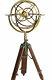 Armillaire En Bois Sphère Vintage Tripod Astrolabe Table De Table En Laiton Style De La Maison