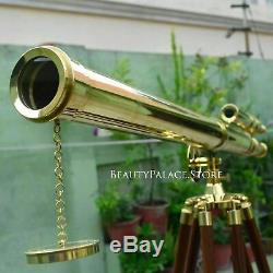 Brass Nautique Télescopes Double Barrel Trépied Vintage Spyglass Marine
