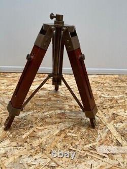 Cadeau décoratif de télescope en laiton massif avec trépied en bois de style nautique ancien