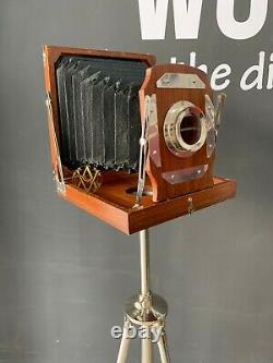 Caméra En Bois De Sol Victorienne Avec Trépied Stand Vieux Style Vintage De Londres Décor