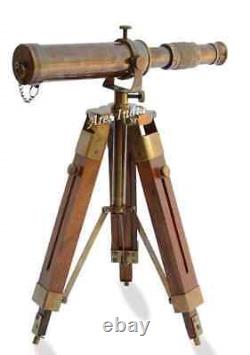 Décoration nautique Télescope en laiton sur trépied vintage cadeau marin décoratif pour la maison