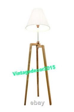 Designer Lampe Nautique Sol En Bois Complet Trépied Stand Vintage