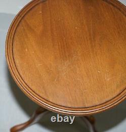 Elégant Vintage Ahogany Trépied Lampe Côté Fin Vin Occasionnel Table Bowed Top