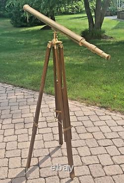 Finition laiton nautique 39 télescope avec trépied support en bois Décoration d'intérieur vintage