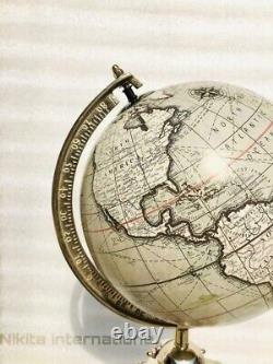 Globe terrestre vintage avec trépied en bois fait main pour la décoration de bureau et de la maison