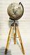 Globe Terrestre Vintage Avec Trépied En Bois Fait Main Pour La Décoration De Bureau Et De Maison